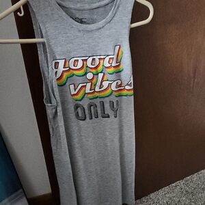 Gray Good Vibes Only Muscle Tee